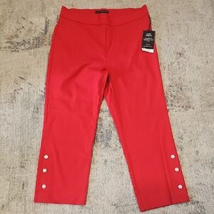 Counterparts Women's Pull-On Soft Super Stretchy, Red Ankle Pants Size 8
